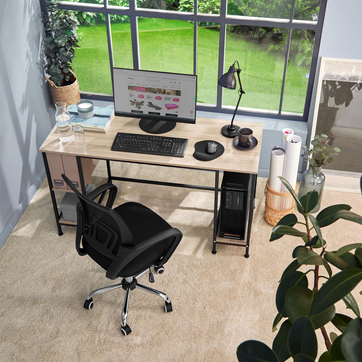 COMPUTER-SCHREIBTISCH Stoke,137 x 55 x 75 cm,Industrial Holz hell, Eiche Sonoma - Naturfarben, Holz (137/55/75cm) - tectake
