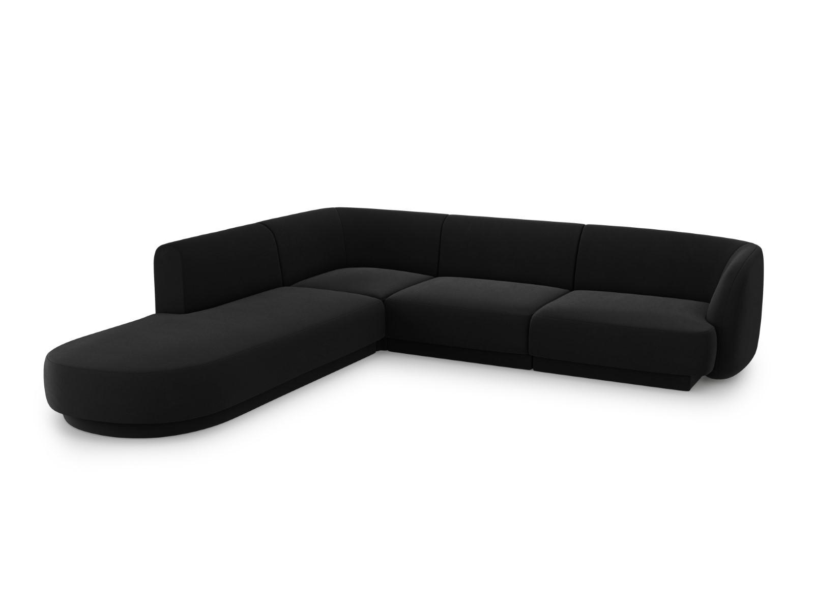 ECKSOFA links Miley aus Samt schwarz 6 Sitzplätze - Schwarz, Textil (248/255cm) - Micadoni