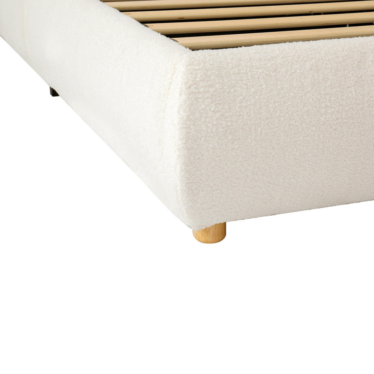 STAURRAUMBETT 90/200 cm DE-03042, mit Hydraulik und Bouclé-Bezug, in Beige - Beige, Metall (90/200cm) - ComfortXL