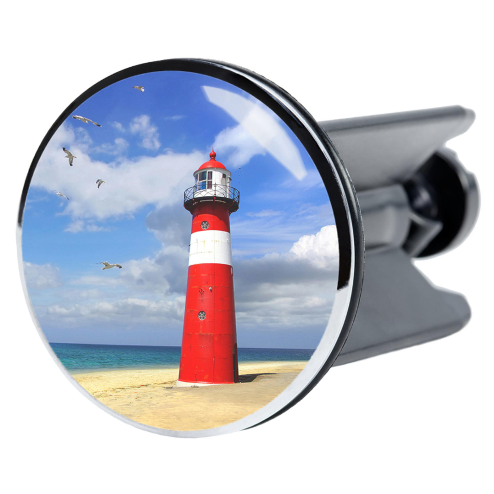 WASCHBECKENSTÖPSEL Leuchtturm - Rot, Kunststoff/Metall (4/7/7cm) - Sanilo