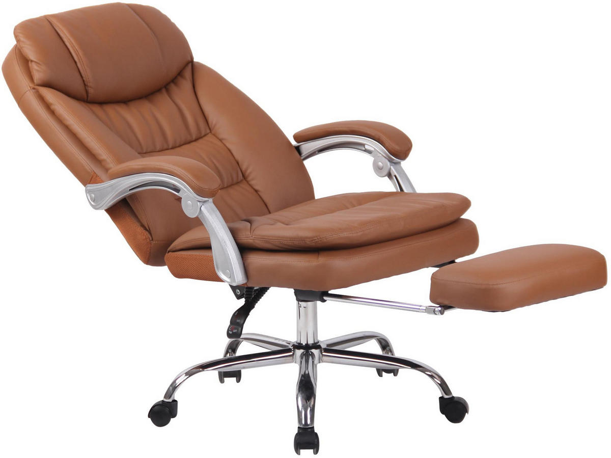 CHEFSESSEL Lederlook Hellbraun - Chromfarben/Hellbraun, Textil/Metall (67/112/67cm) - CLP