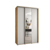 SCHWEBETÜRENSCHRANK 235,2/150/60 3-türig - Silberfarben/Weiß, Holz/Metall (150/235/60cm) - Abiks Möbel
