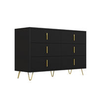 KOMMODE aus Spanplatte 120x77x40cm in Schwarz-Gold - Schwarz, Holzwerkstoff (120/77/40cm) - Modfu
