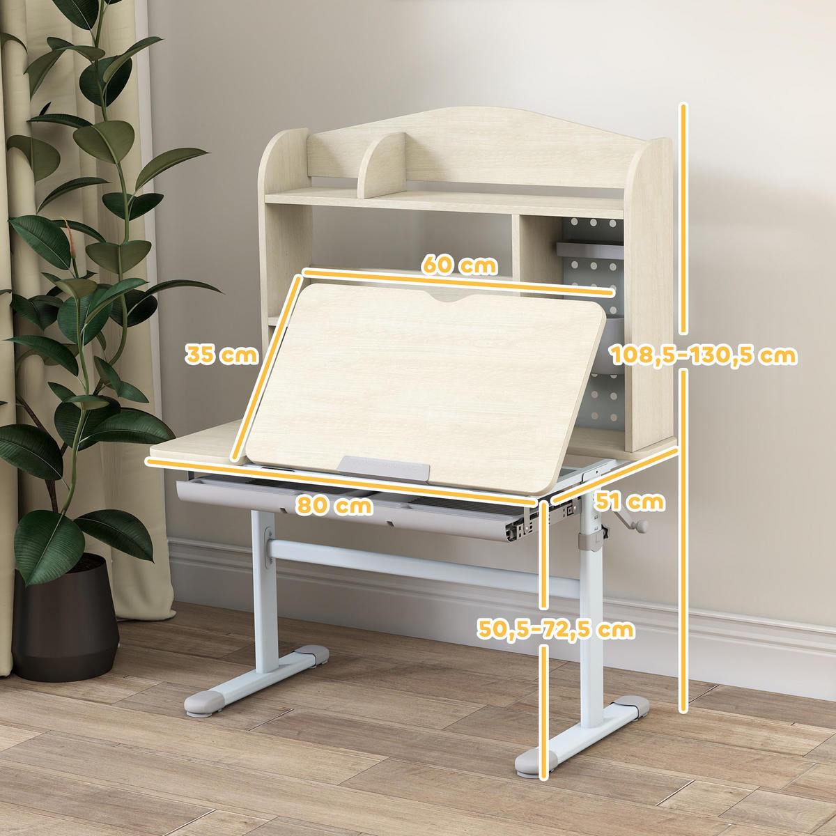 KINDERSCHREIBTISCH DE-17550 Naturholz - Naturfarben, Kunststoff (80/130.5/51cm) - ComfortXL