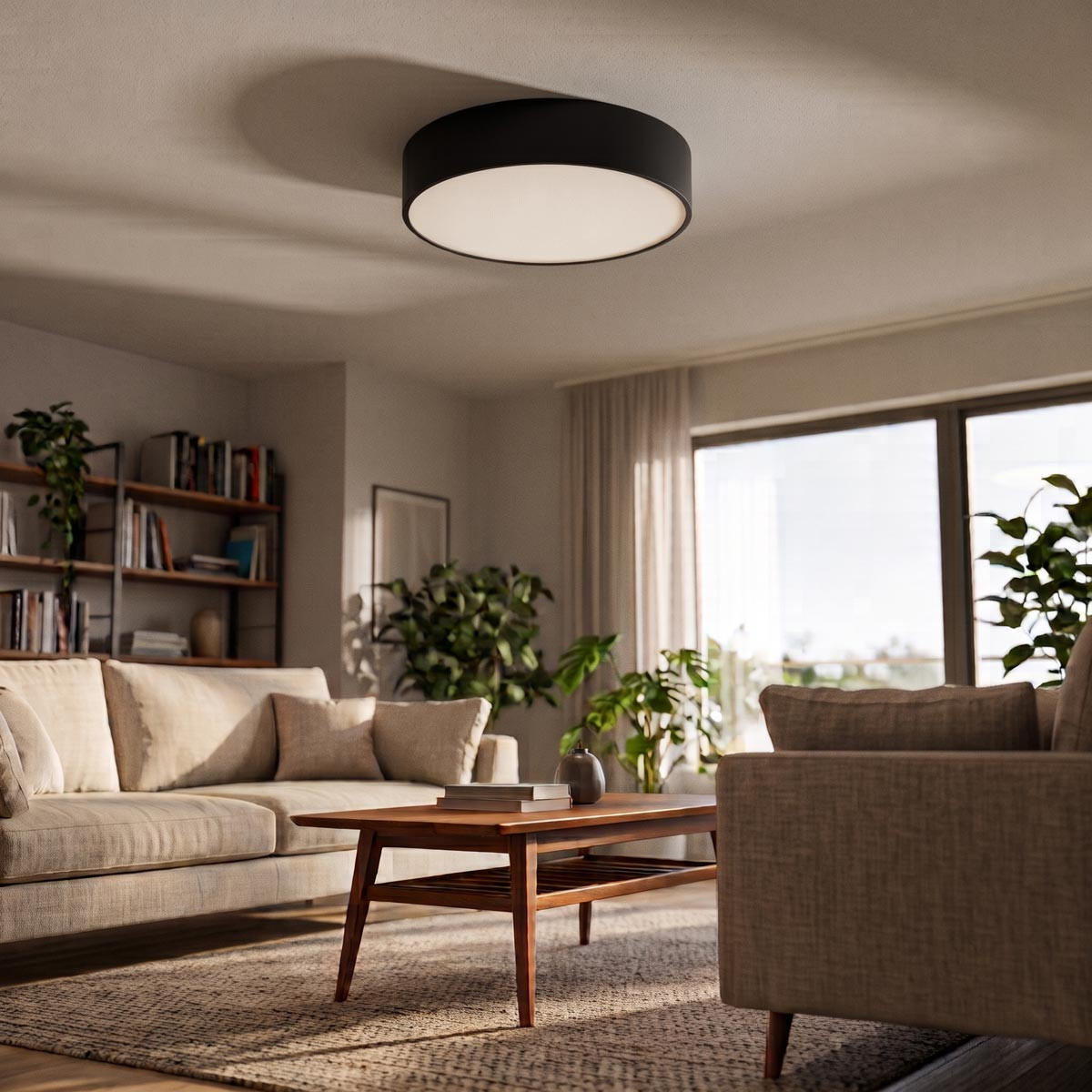 Lumicom Led-Deckenleuchte Schwarz 40x8x40 cm