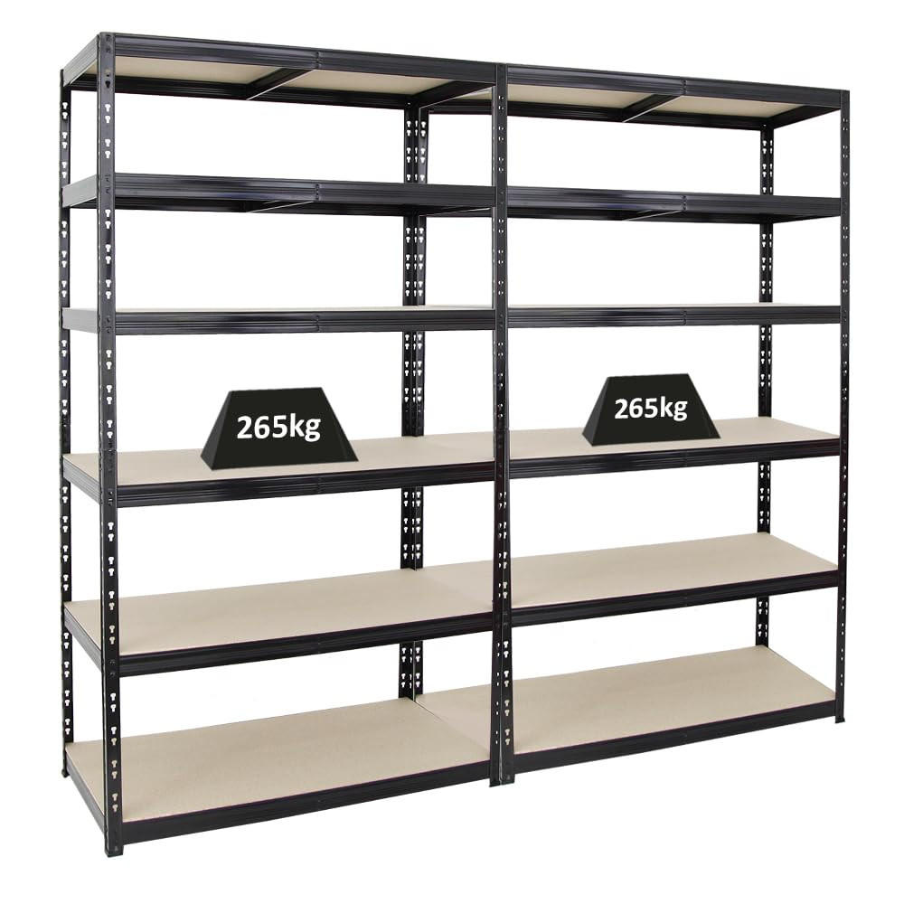 SCHWERLASTREGAL Giant Tiger XL 2er-Set mit 2x 220x120x60 cm Fachlast 265 kg 6-Ebenen Schwarz - Schwarz, Metall (240/220/60cm) - PROREGAL