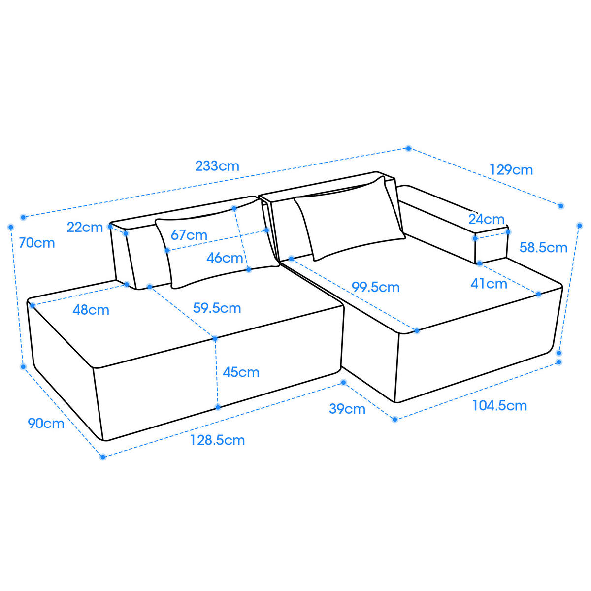 ECKSOFA gepolstert mit taschenfederkern & 2 kissen - Gelb, Textil (235/129cm) - Urban Meuble