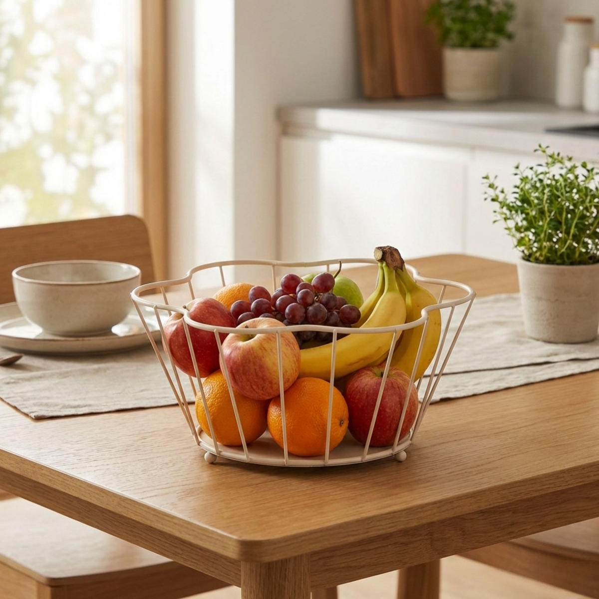 OBSTKORB aus Metall Beige 30/30/14 cm - Beige, Metall (14cm) - ZELLER