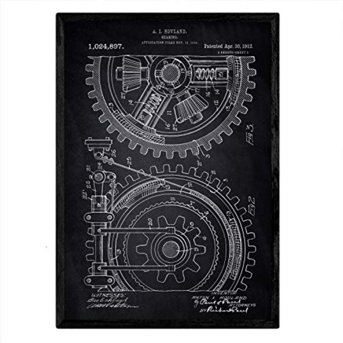 POSTER Getriebe 2 Patent A3 Rahmenlos - Klar, Papier (29.7/5/42cm) - Nacnic