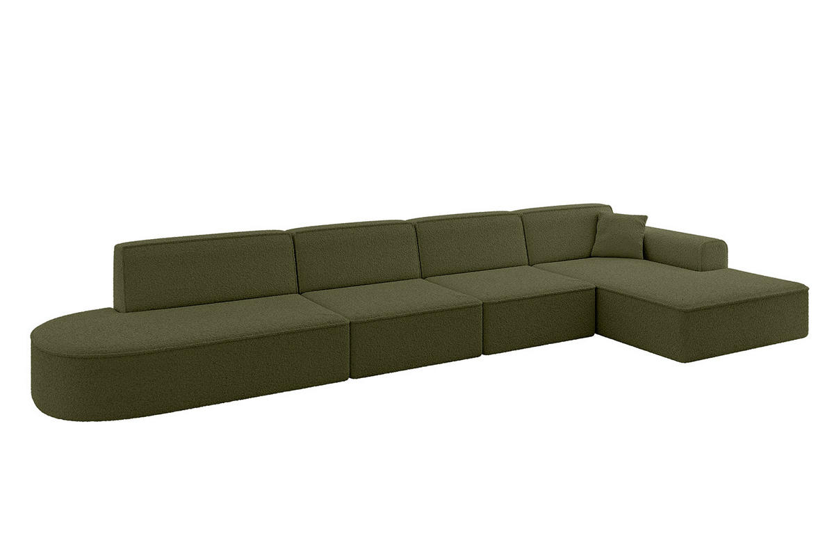 ECKSOFA Ottomane Rechts IREA-L3-v3 - 403x165x76 cm Grün - Grün, Holzwerkstoff/Textil (403/165cm) - ALTDECOR