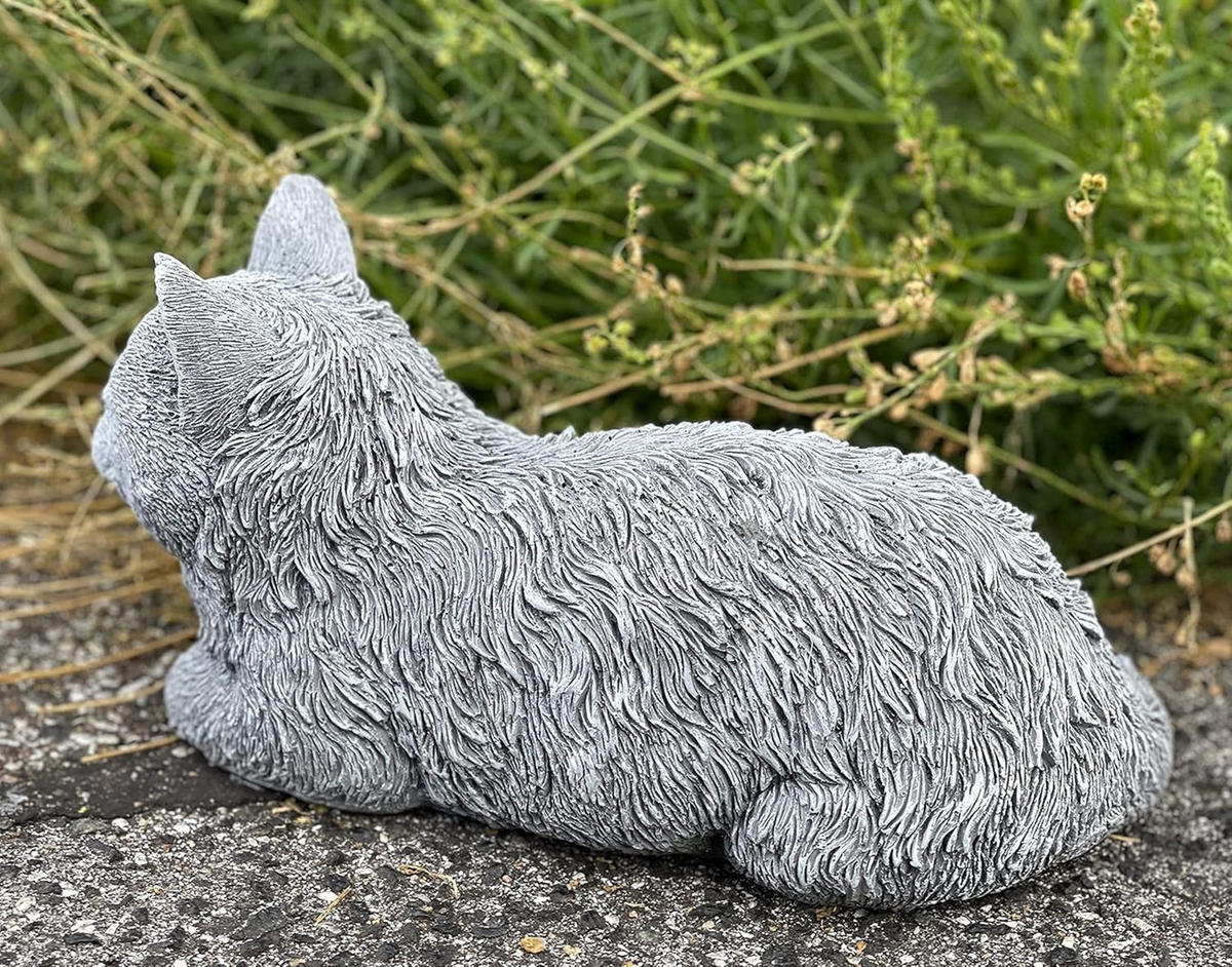 STEINFIGUR Katze Kater Timmy frostfest Gartenfigur Steinguss - Grau, Stein (15/14/27cm) - stoneandstyle