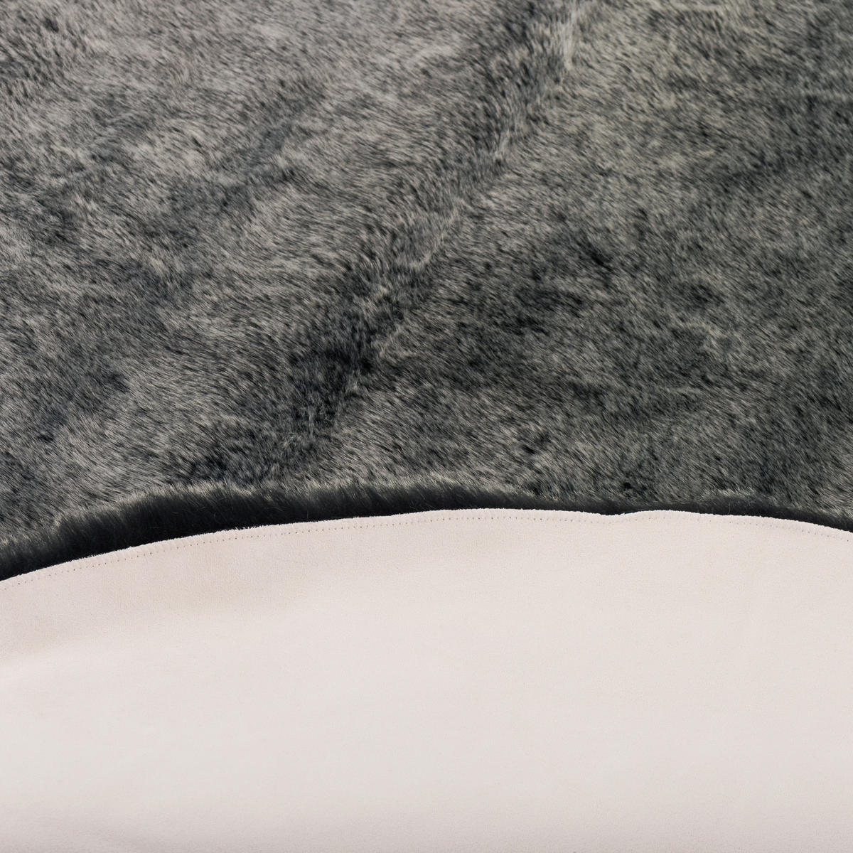 LUXUS SUPER SOFT FELLTEPPICH ASPEN RUND MELIERT - Anthrazit, Textil (80/80cm) - Pergamon