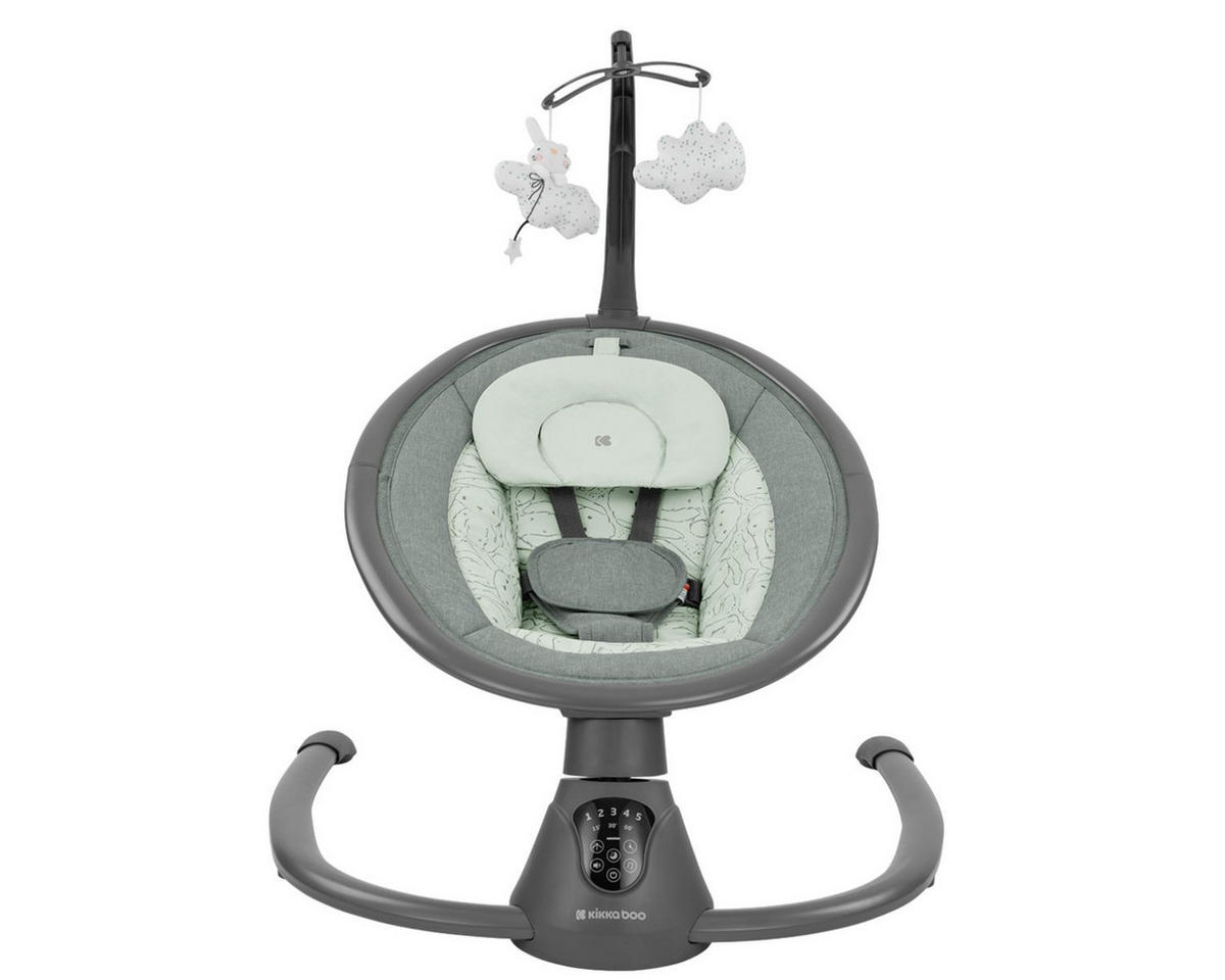 BABYWIPPE Twiddle dunkelgrün 5 Schaukelgeschwindigkeiten, Fernbedienung, Timer, 5-Punkt-Gurt - Grün, Metall - Kikka boo