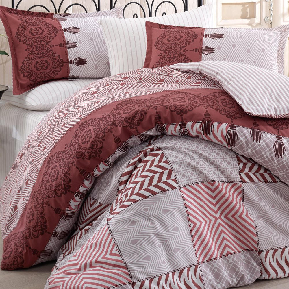 BETTWÄSCHE 5-teilig 200/200 cm EYLÜL - Bordeaux, Textil (200/200cm) - ROLFNERS