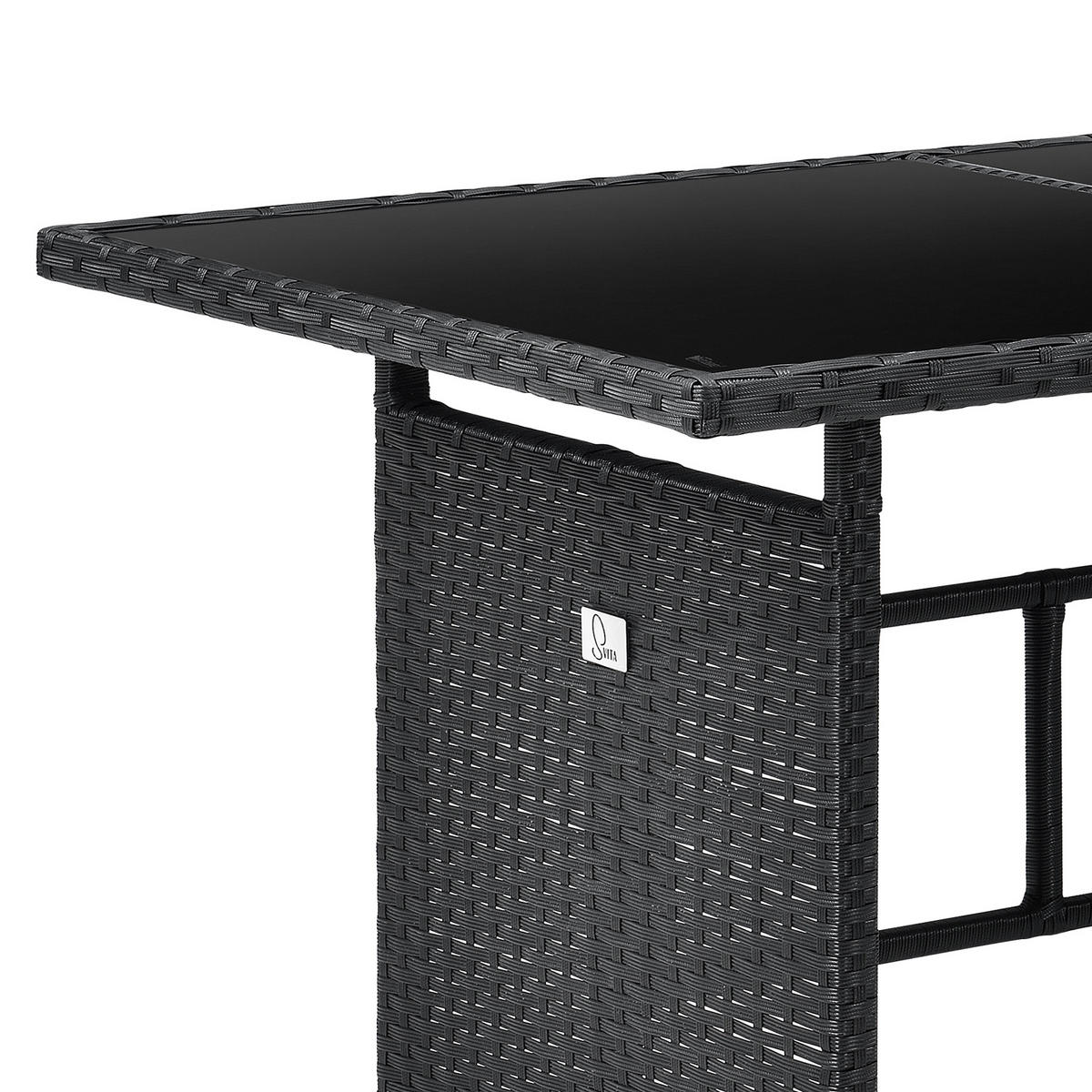 RATTAN-LOUNGE Madison - Schwarz/Grau, Kunststoff - SVITA