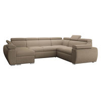WOHNLANDSCHAFT Boston U, Seite: Links - LC+2P+R+2R - Chromfarben/Beige, Holz/Textil (325/98/260cm) - MIRJAN24