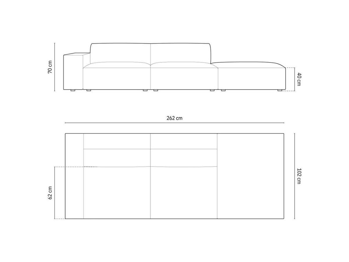 SOFA Jodie aus Samt dunkelbeige 3 Sitzplätze - Mokka, Textil (262/70/102cm) - Micadoni