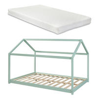 HAUSBETT Cerro mit Matratze - Mintgrün, Holz/Textil (120/200cm) - [en.casa]