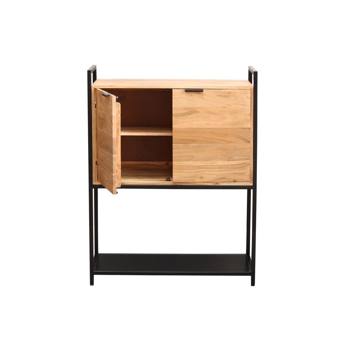 SIDEBOARD Akazie Schwarz Metall H110 ARTHUS - Dunkelbraun, Holz (40/110/85cm) - Miliboo