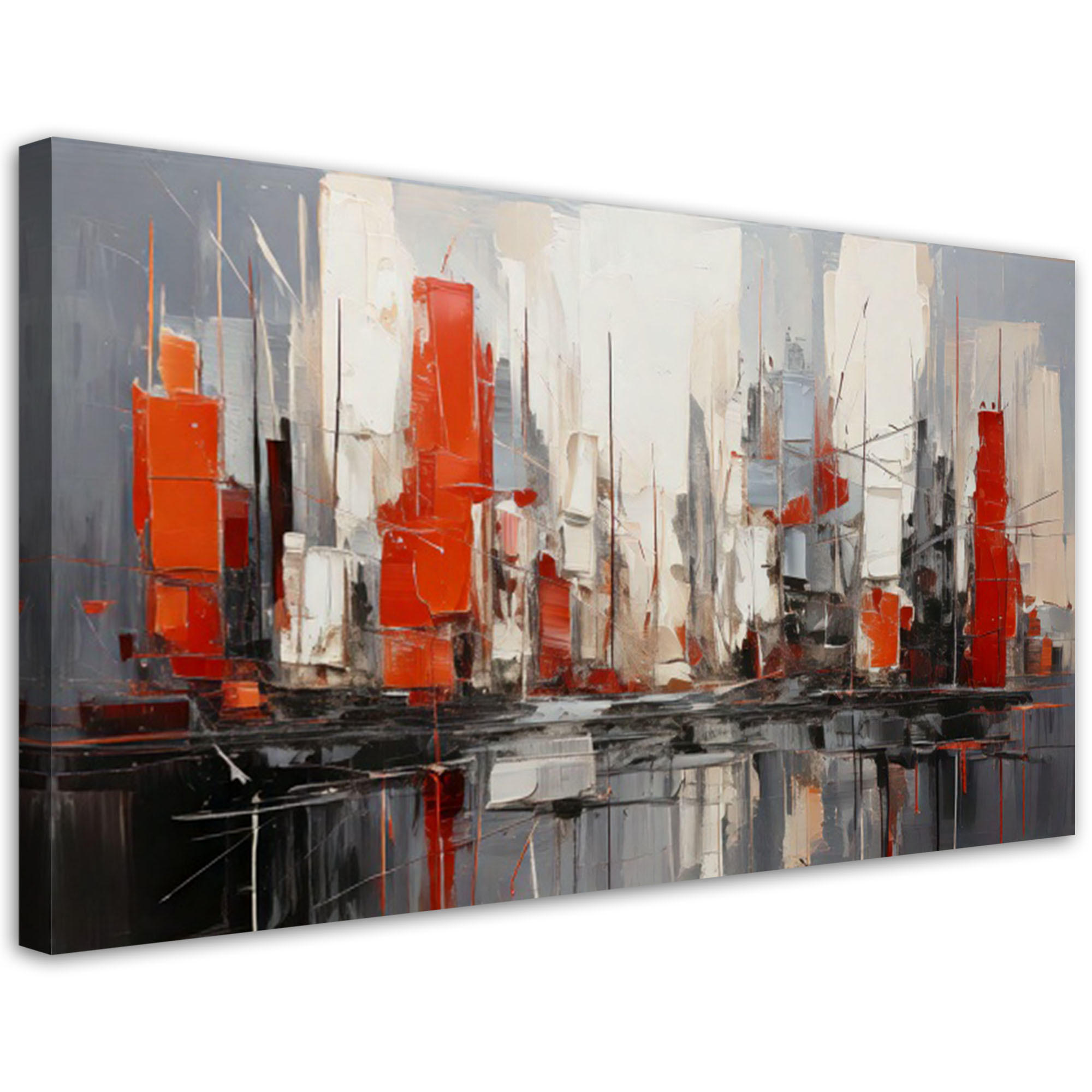 LEINWANDBILD Stadt Abstraktion Architektur 100x50cm - Grau, Textil (100/50cm) - Feeby