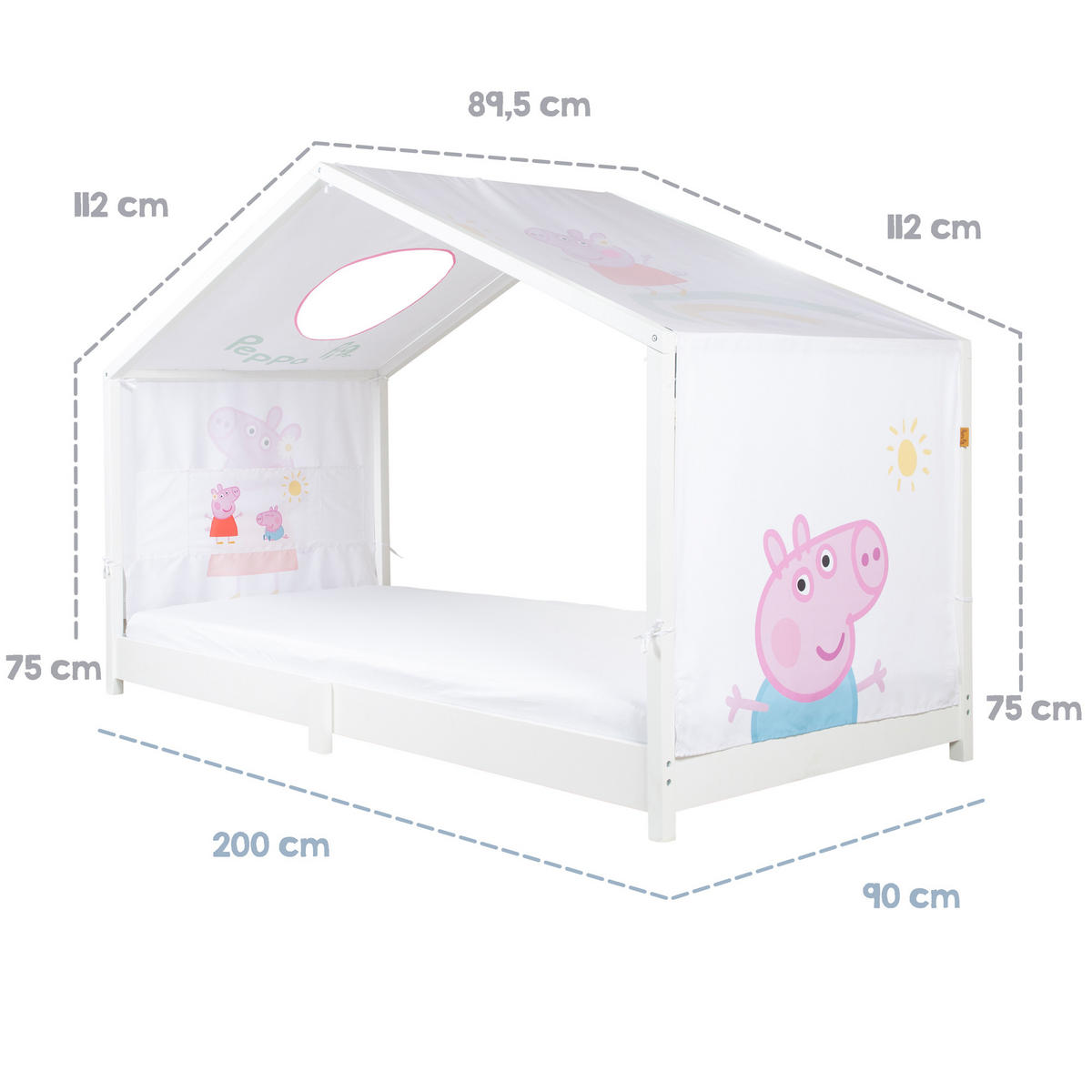 HAUSBETTBEZUG 90 x 200 cm Peppa Pig - Weiß, Kunststoff/Textil (90/200cm) - Roba