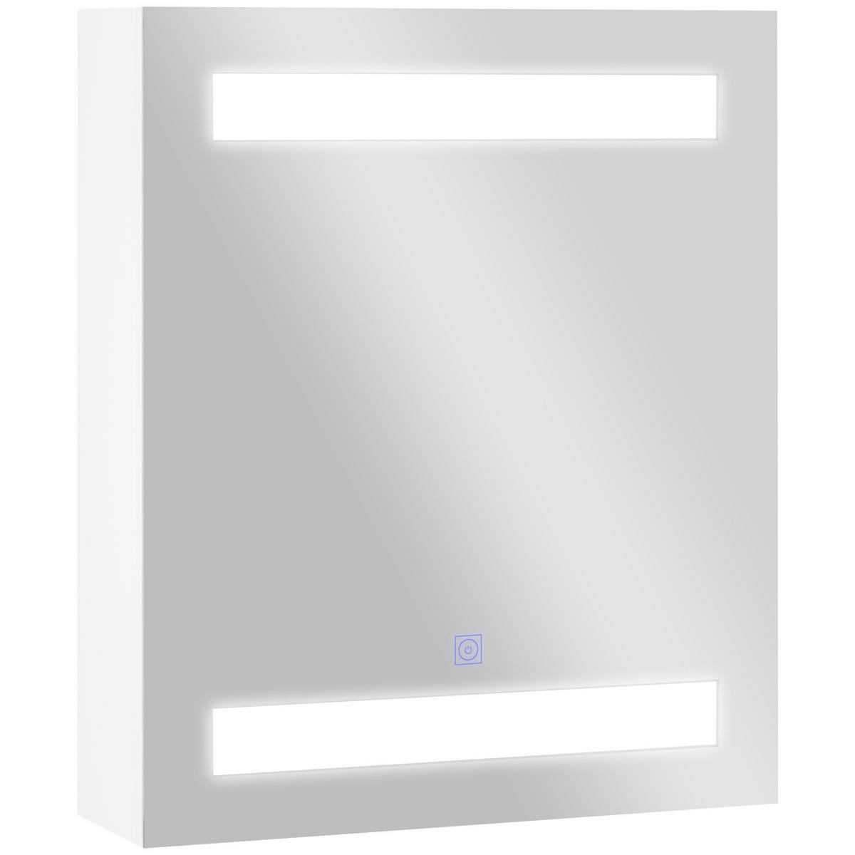 SPIEGELSCHRANK , Spiegel und LED-Beleuchtung ,2 Einlegeböden, 60 x 50 x 15 cm - Weiß, Glas (50/60/15cm) - Vallsero
