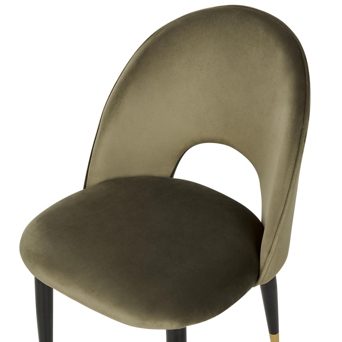 ESSZIMMERSTUHL 2er-Set Samtstoff olivgrün Magalia - Goldfarben/Schwarz, Textil (47/84/45cm) - Beliani