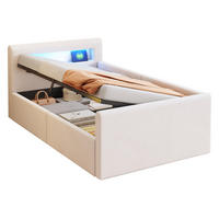 POLSTERBETT 90/200 cm Beige aus Samtstoff mit Stauraum - Beige, Textil (90/200cm) - OKMYHOME