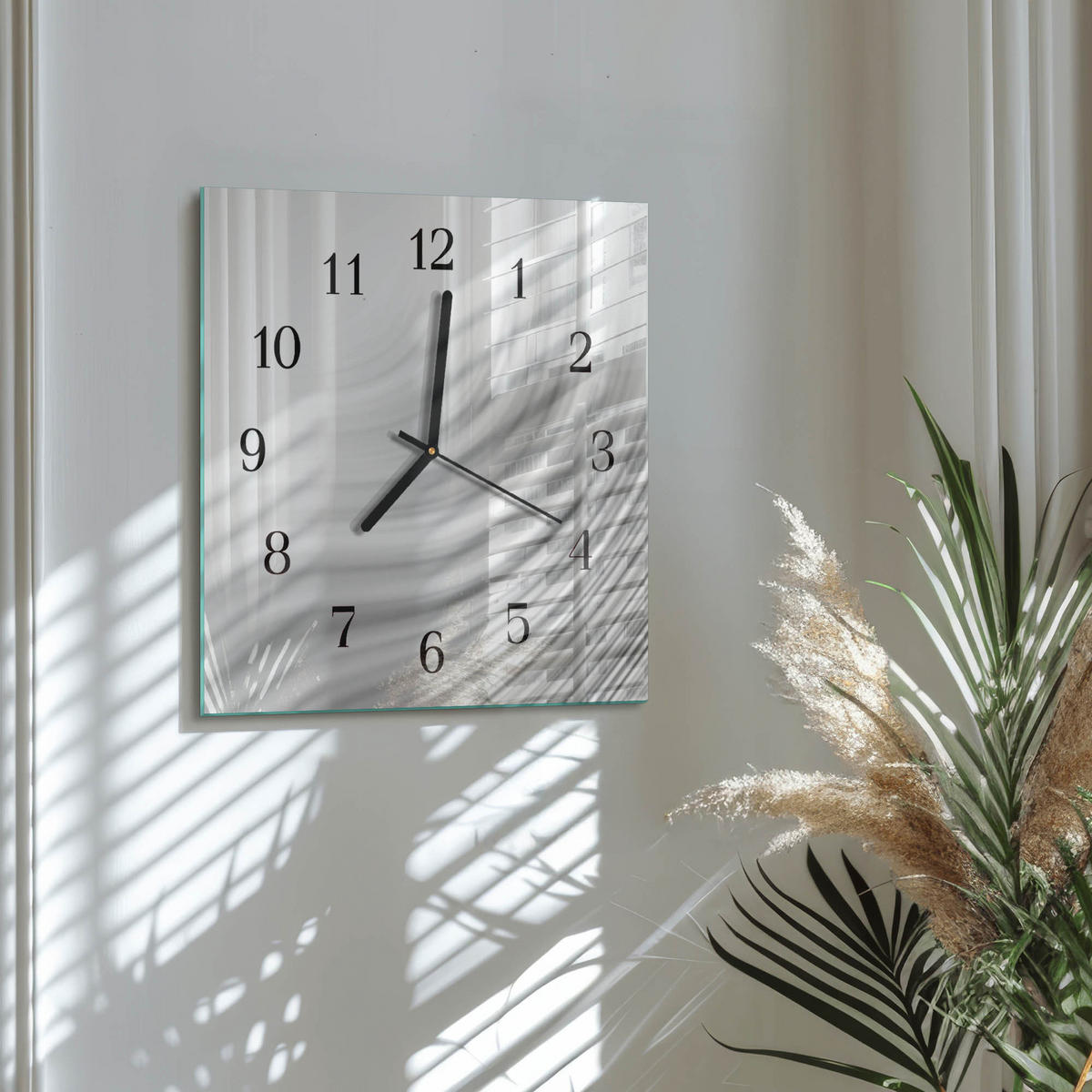WANDUHR 30x30 cm - Abstraktion - Weiß, Glas (30/30/0.4cm) - TULUP