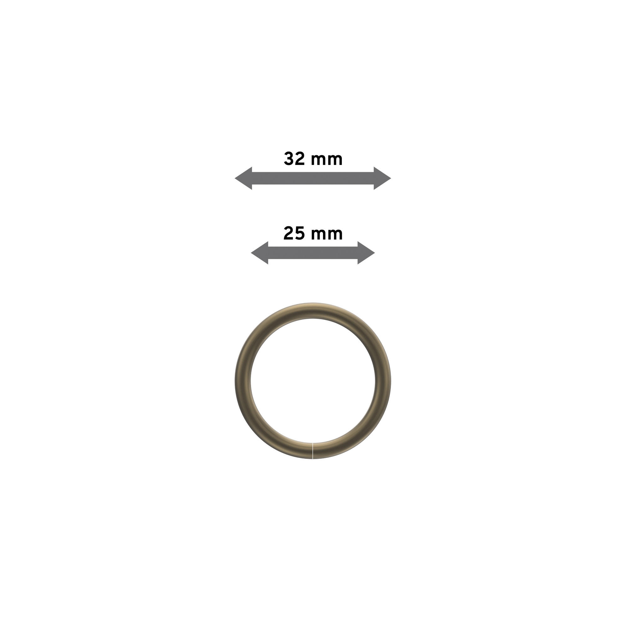 RUNDRINGE MIT FALTENHAKEN FÜR GARDINENSTANGEN 16 mm Ø, Messing Antik, Packung 10 Stück - Bronzefarben, Metall (16cm) - INTERDECO