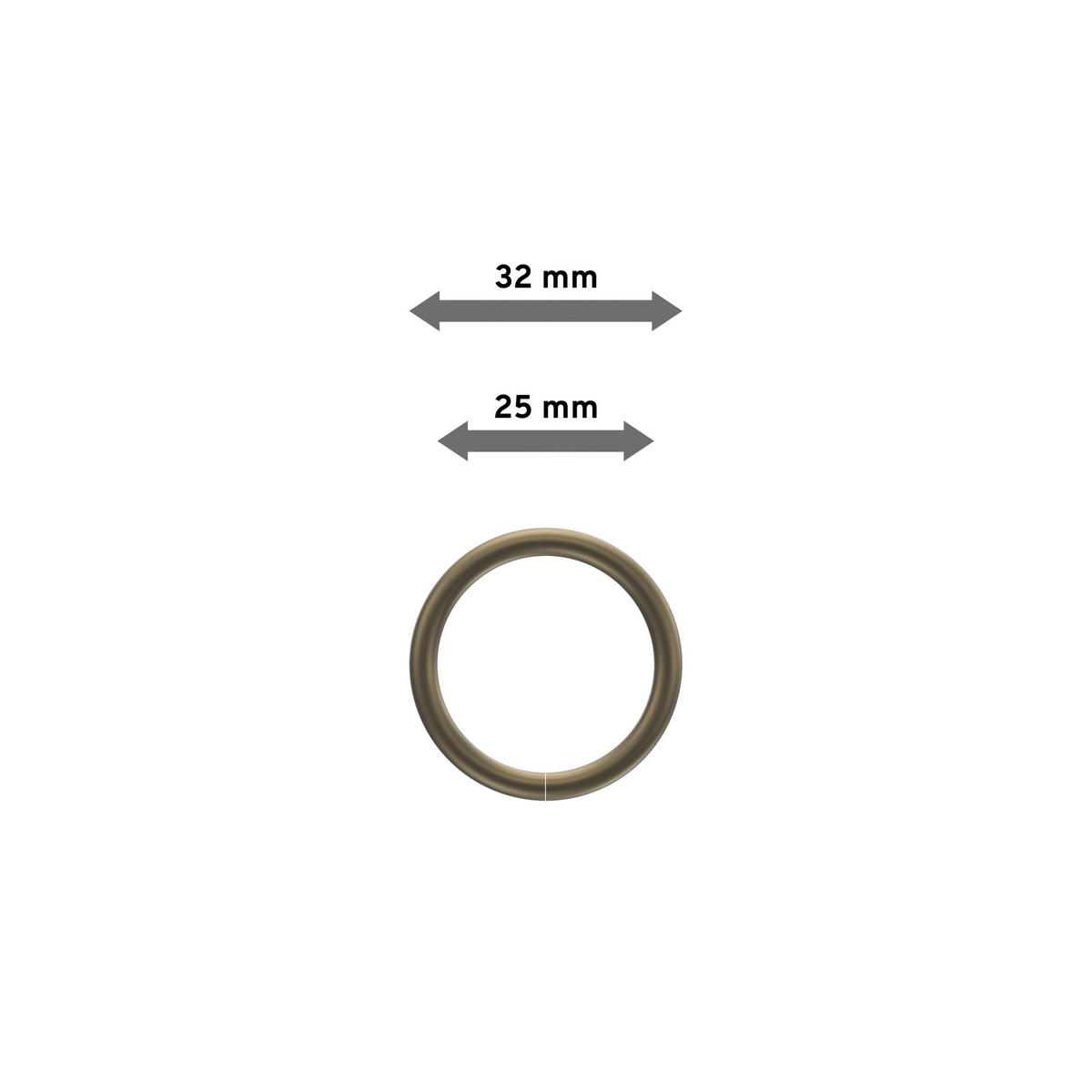 RUNDRINGE MIT FALTENHAKEN FÜR GARDINENSTANGEN 16 mm Ø, Messing Antik, Packung 10 Stück - Bronzefarben, Metall (16cm) - INTERDECO