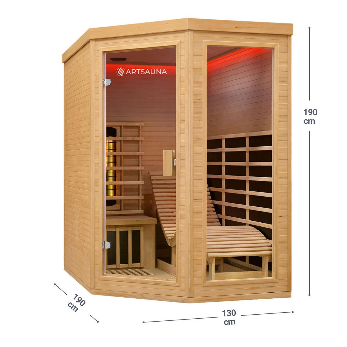 INFRAROTKABINE Esbjerg mit Triplex-Heizsystem & Hemlockholz - Naturfarben, Holz (130/190/190cm) - Artsauna