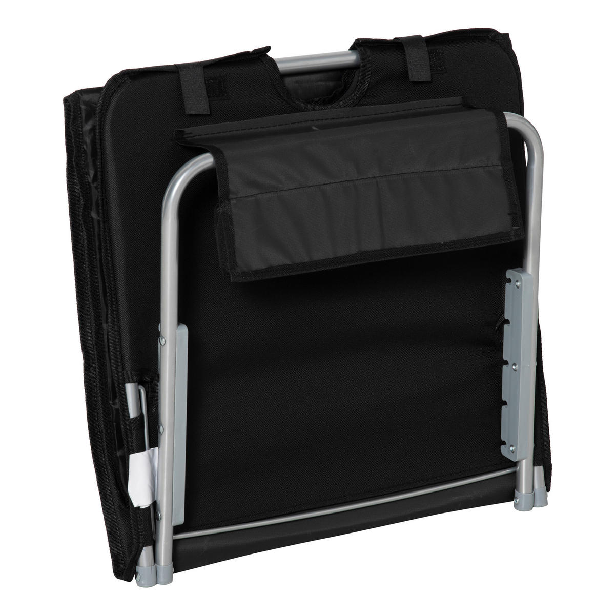 STRANDLIEGE Sonnenliege Gartenliege, klappbar, verstellbare Rücklehne, Seitentasche, 48 cm x 134 cm x 33-43 cm, Schwarz - Schwarz, Metall (134/43/48cm)