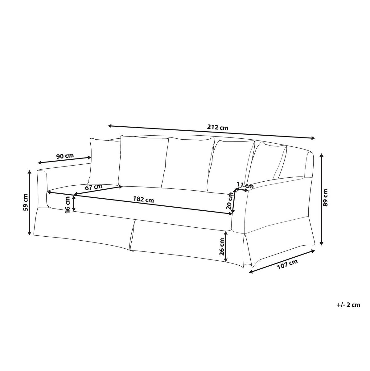 3-SITZER-SOFA Polyester Rot Gilja - Rot, Textil (212/89/107cm) - Beliani