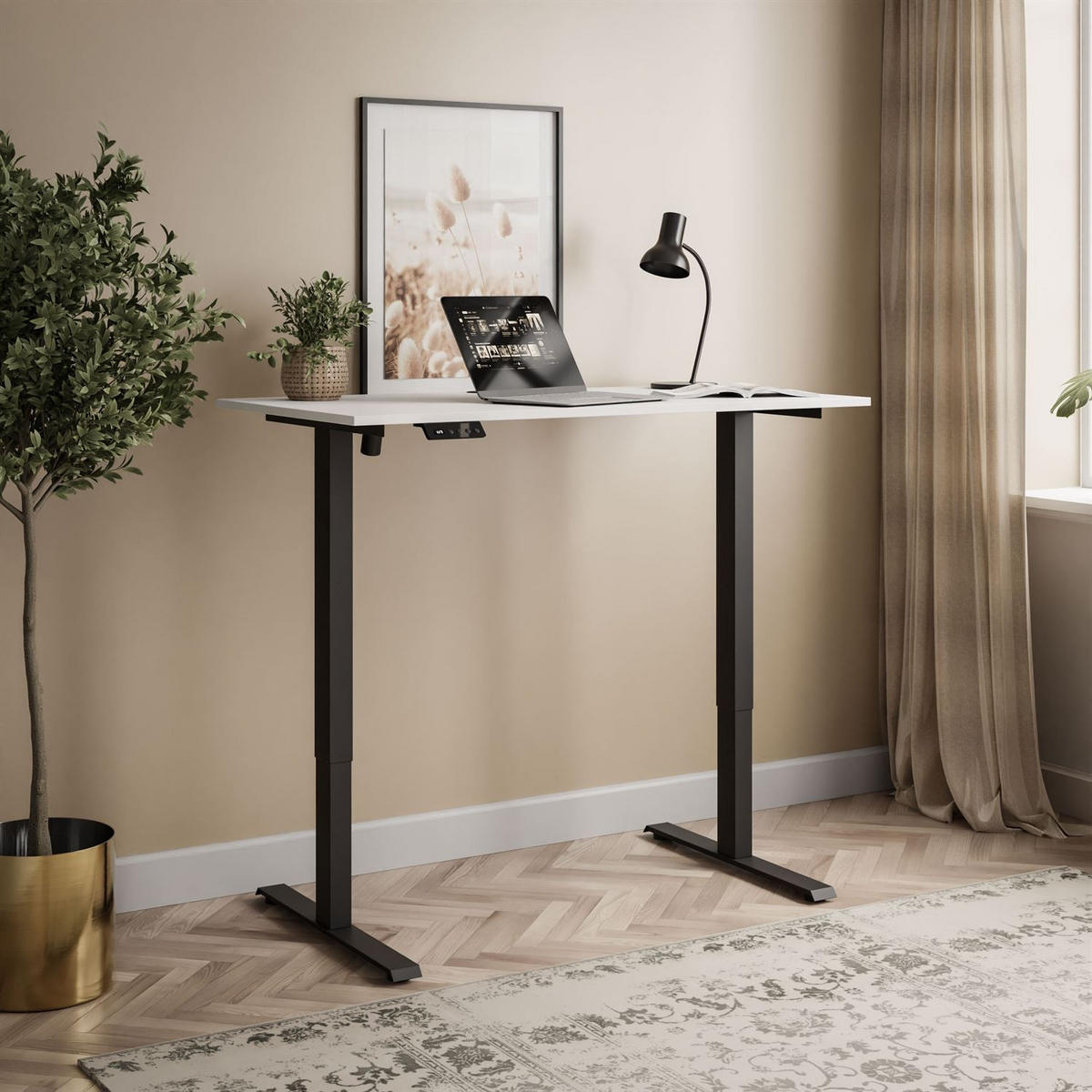 SCHREIBTISCH SPACE höhenverstellbar mit Metallbeinen schwarz/weiß - Weiß, Holzwerkstoff (60/110/69.5cm) - Lookway