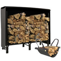KAMINHOLZREGAL bis 150 kg - Schwarz, Metall (36/99/120cm) - Outsunny