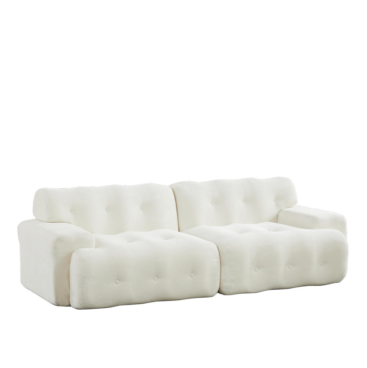 SOFA Zweisitzer modular 224 x 104 cm Chenille Beige - Weiß, Holzwerkstoff (104/66/224cm) - Meubliv