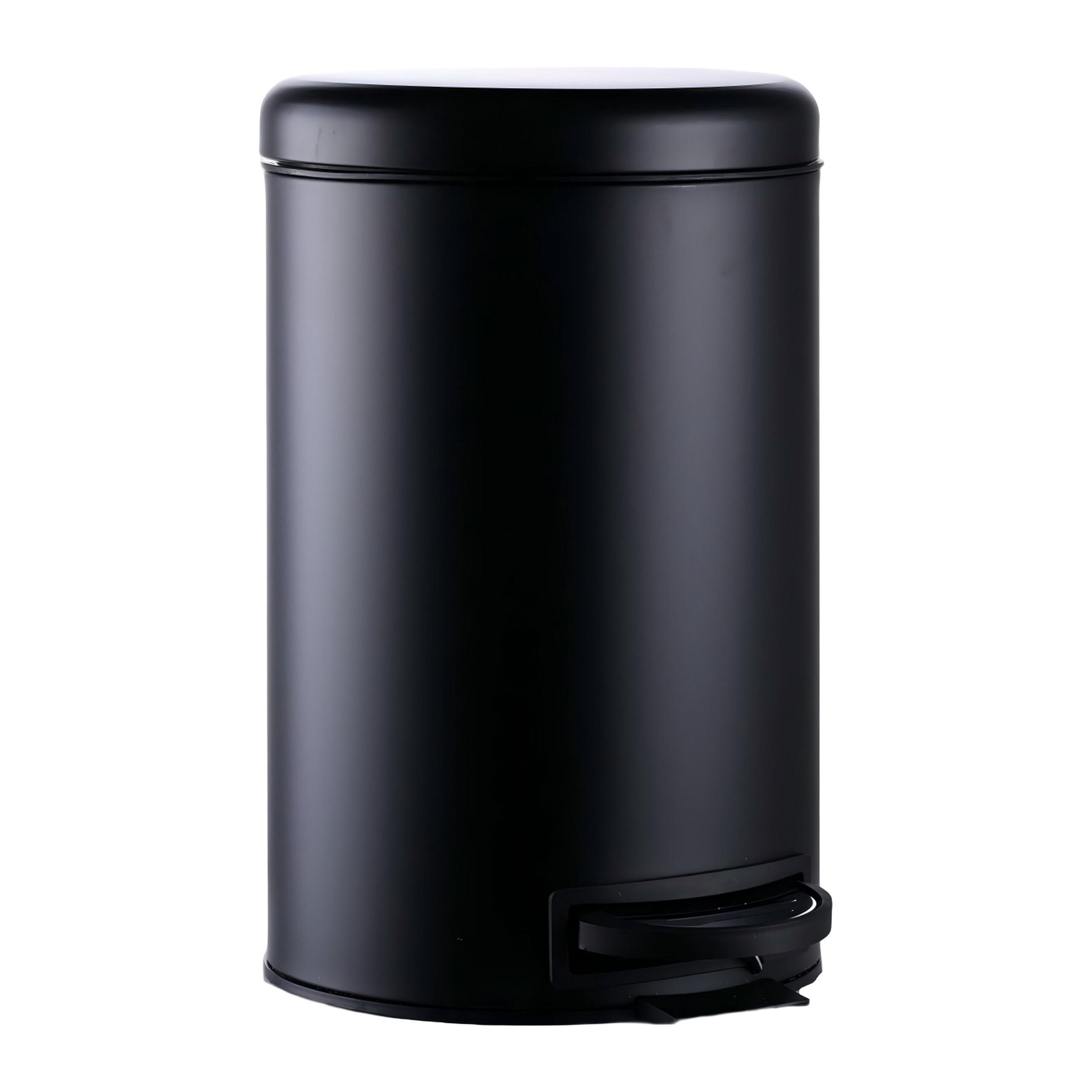Relaxdays KOŠ Černý kulatý pedál Soft-Close 12 l ocel