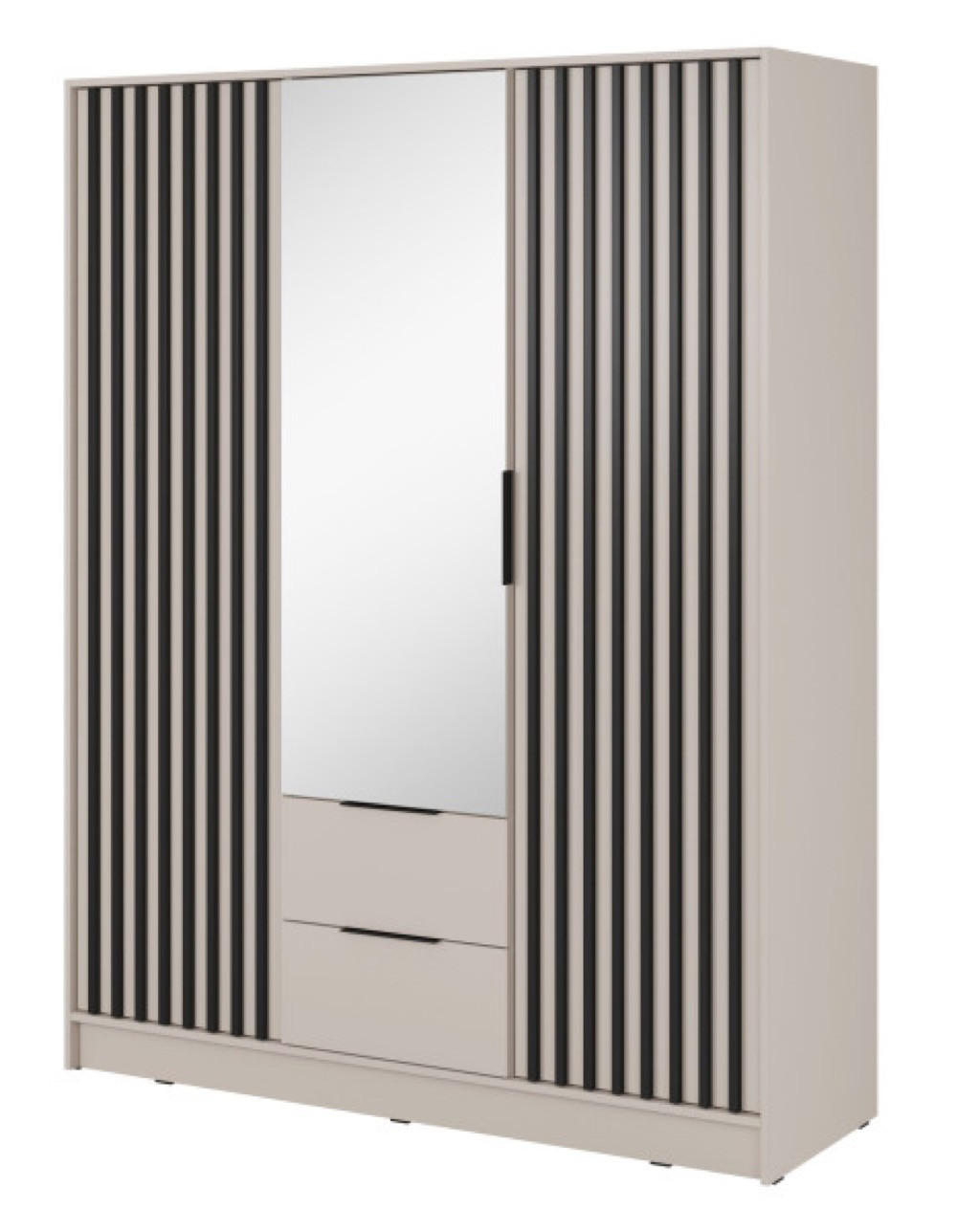 SCHRANK Kaschmir KELLY Mit Lamellen Und Spiegel 155 cm - Kaschmir/Transparent, Holzwerkstoff (155/200/51cm) - Sepro Meble