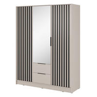 SCHRANK Kaschmir KELLY Mit Lamellen Und Spiegel 155 cm - Kaschmir/Transparent, Holzwerkstoff (155/200/51cm) - Sepro Meble