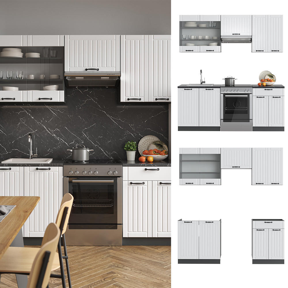 Thumbnail - Vicco Küchenzeile, Weiß, Anthrazit, Holzwerkstoff, Küchenblock,Rechteckig, 200x81.6x60 cm, Küchen, Küchenzeilen & Küchen...