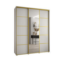 SCHWEBETÜRENSCHRANK 235,2/190/45 3-türig - Goldfarben/Weiß, Holz/Metall (190/235/45cm) - Abiks Möbel