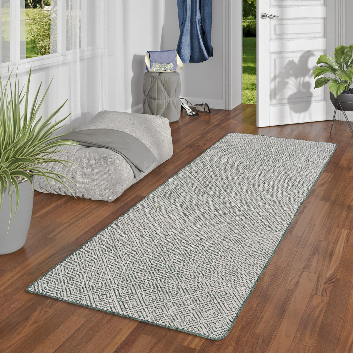 IN- UND OUTDOOR TEPPICH LÄUFER BEIDSEITIG NEWPORT - Grün, Textil (80/200cm) - Snapstyle