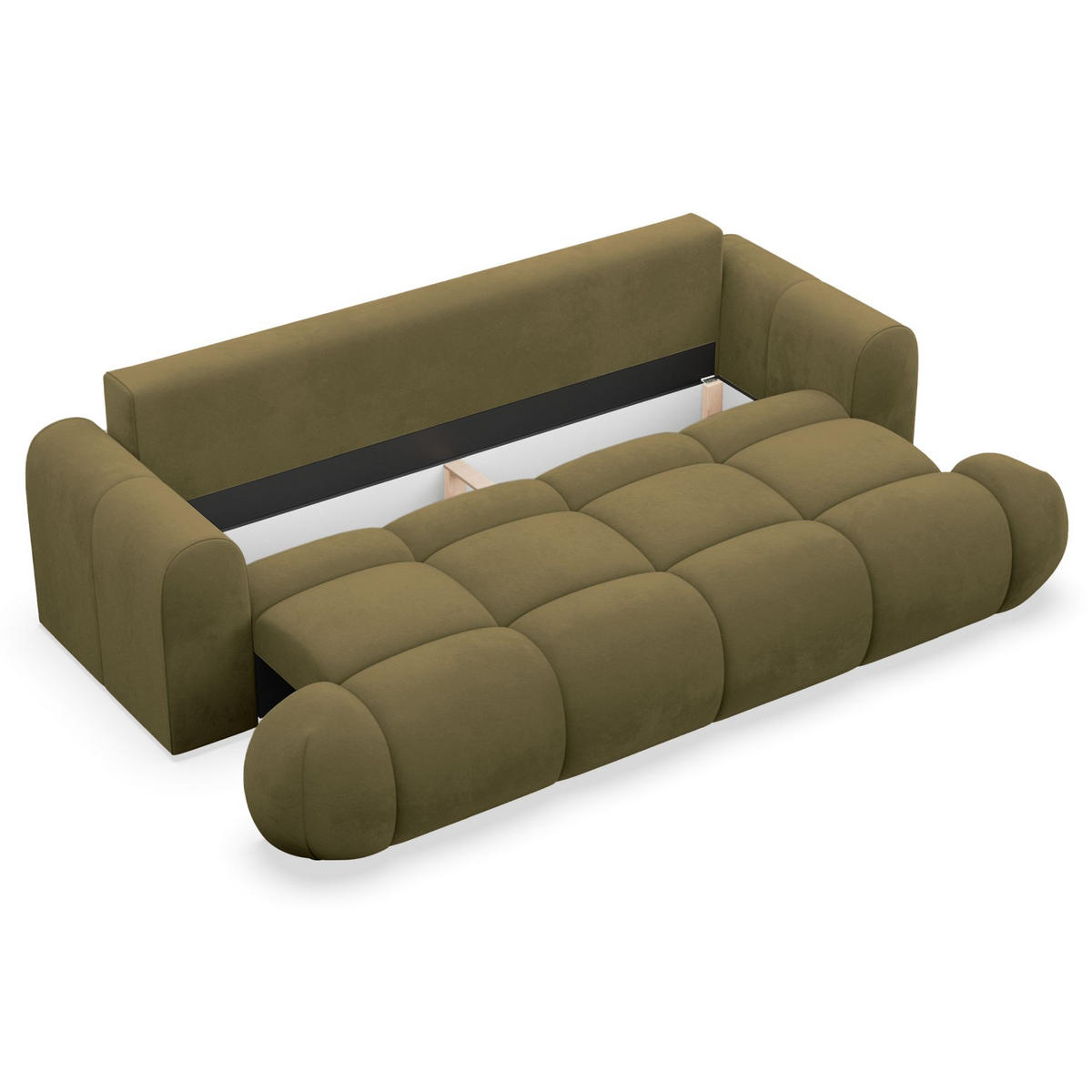 3-SITZER SOFA Ombo Doce Olivgrün wasserabweisender Samt - Schwarz/Olivgrün, Kunststoff/Textil (250/92/110cm) - Selsey