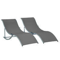 GARTENLIEGEN ergonomisch Aluminium Dunkelgrau 165 x 61 x 63 cm - Dunkelgrau, Textil (61/63/165cm) - Outsunny