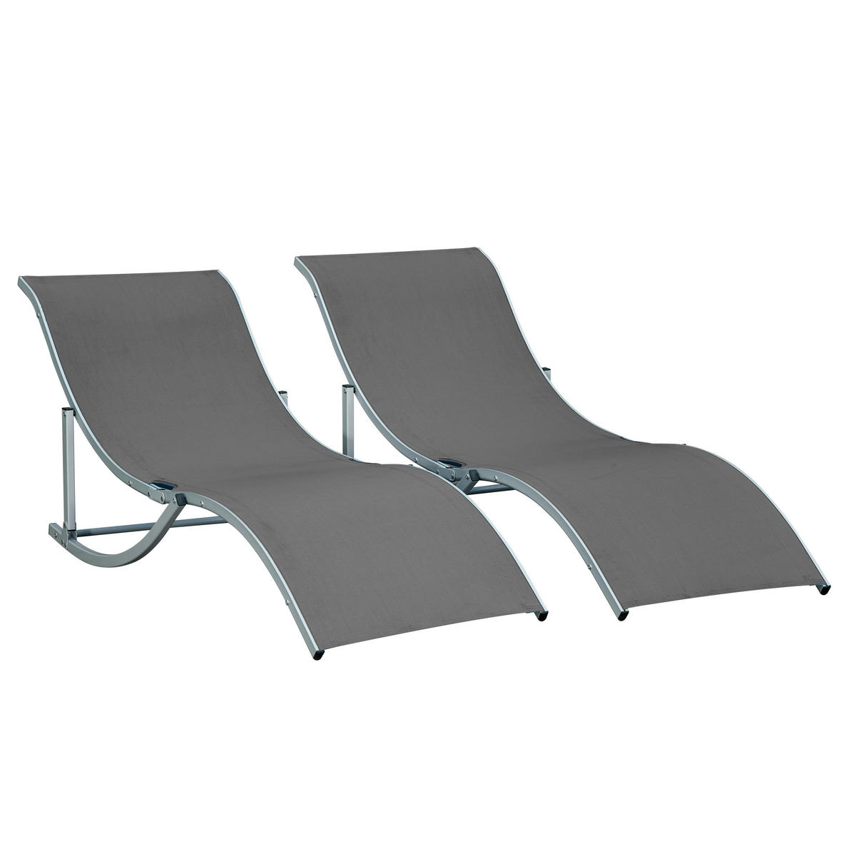 GARTENLIEGEN ergonomisch Aluminium Dunkelgrau 165 x 61 x 63 cm - Dunkelgrau, Textil (61/63/165cm) - Outsunny