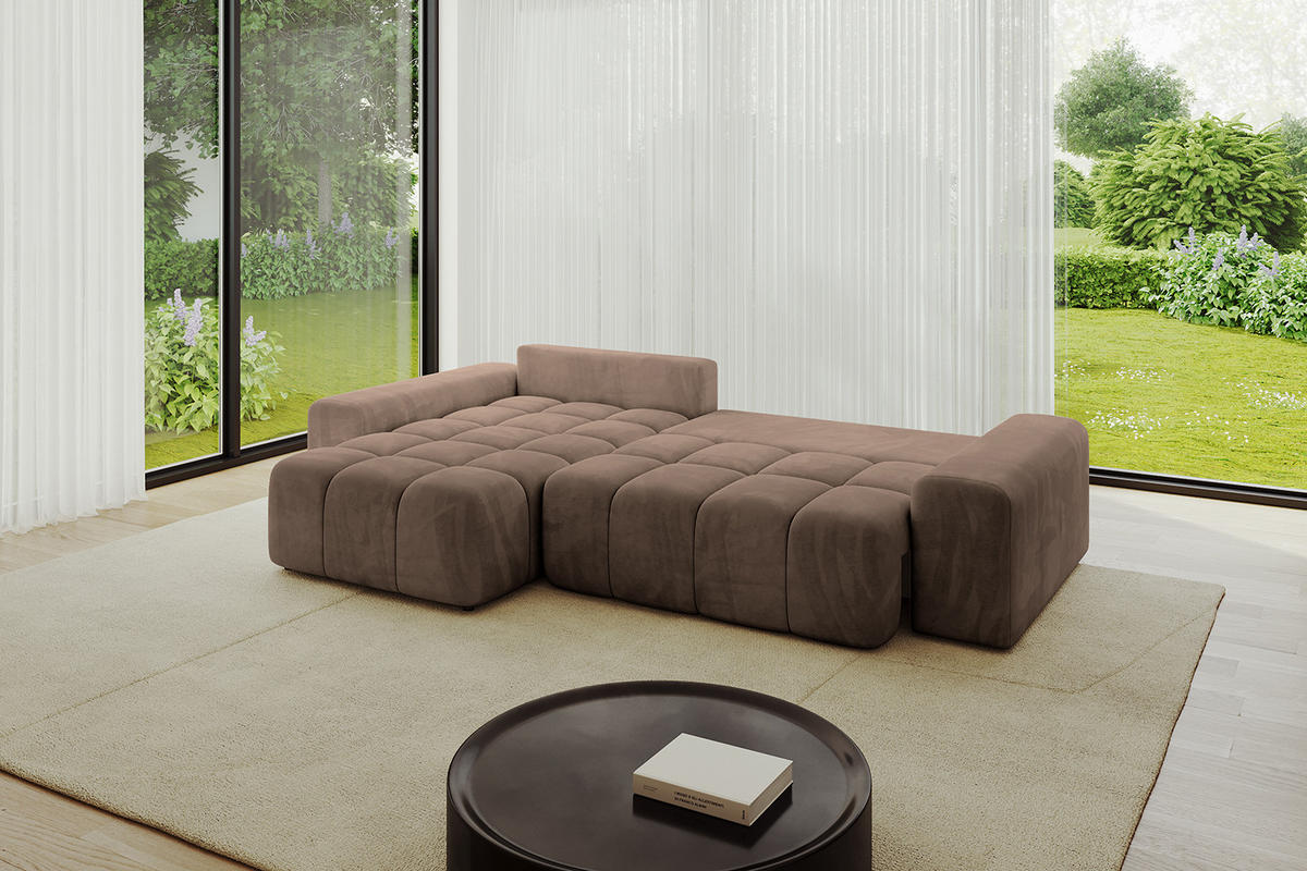 ECKSOFA Ottomane links/rechts ENIL-L 290x175x84 Braun Velours - Braun, Holzwerkstoff/Kunststoff (290/175cm) - ALTDECOR