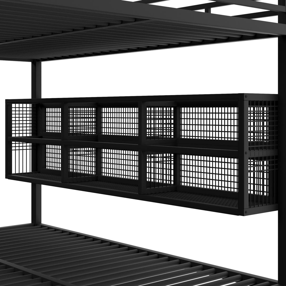 ETAGENBETT 140 x 200 cm Schwarz mit Stauraumschränken und LED-Licht - Schwarz, Metall (140/200cm) - ComfortXL