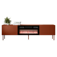 TV-LOWBOARD Rafael 200 EF mit Kamin - Rot, Holzwerkstoff/Metall (200/58/40cm) - MIRJAN24