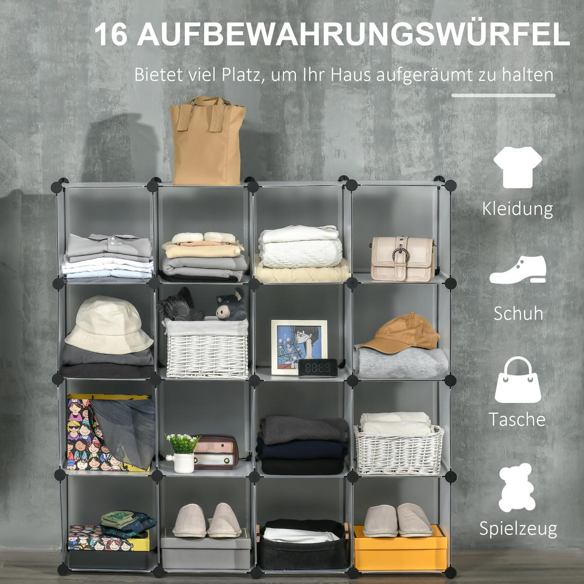 DIY Regalsystem, Kleiderschrank, Weiß - Weiß, Metall (32/125/125cm) - HOMCOM